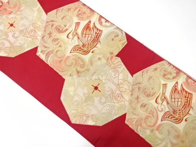 本場筑前博多　花鳥更紗模様織り出し　名古屋帯